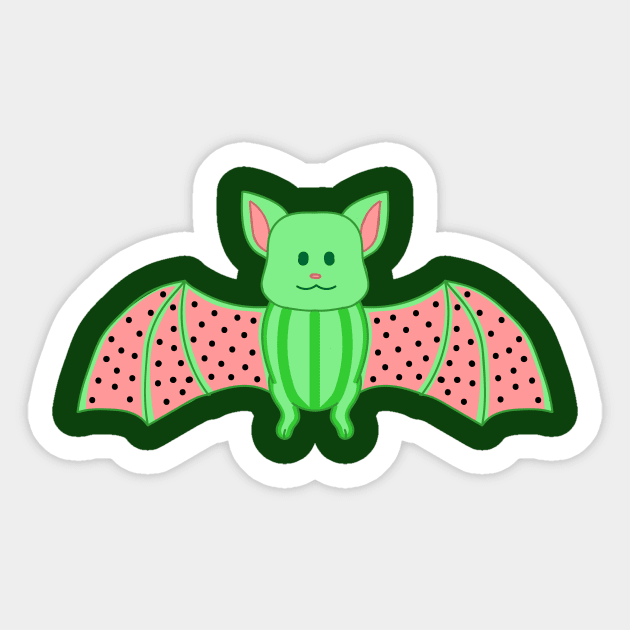 Watermelon Fruit Bat Sticker by chibifox